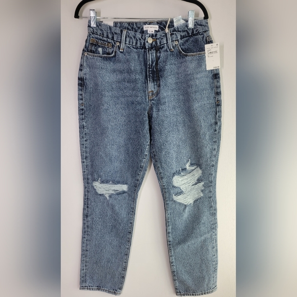 NWT  Good American Classic Skinnish Gigh Rise Jeans 8 Distressed